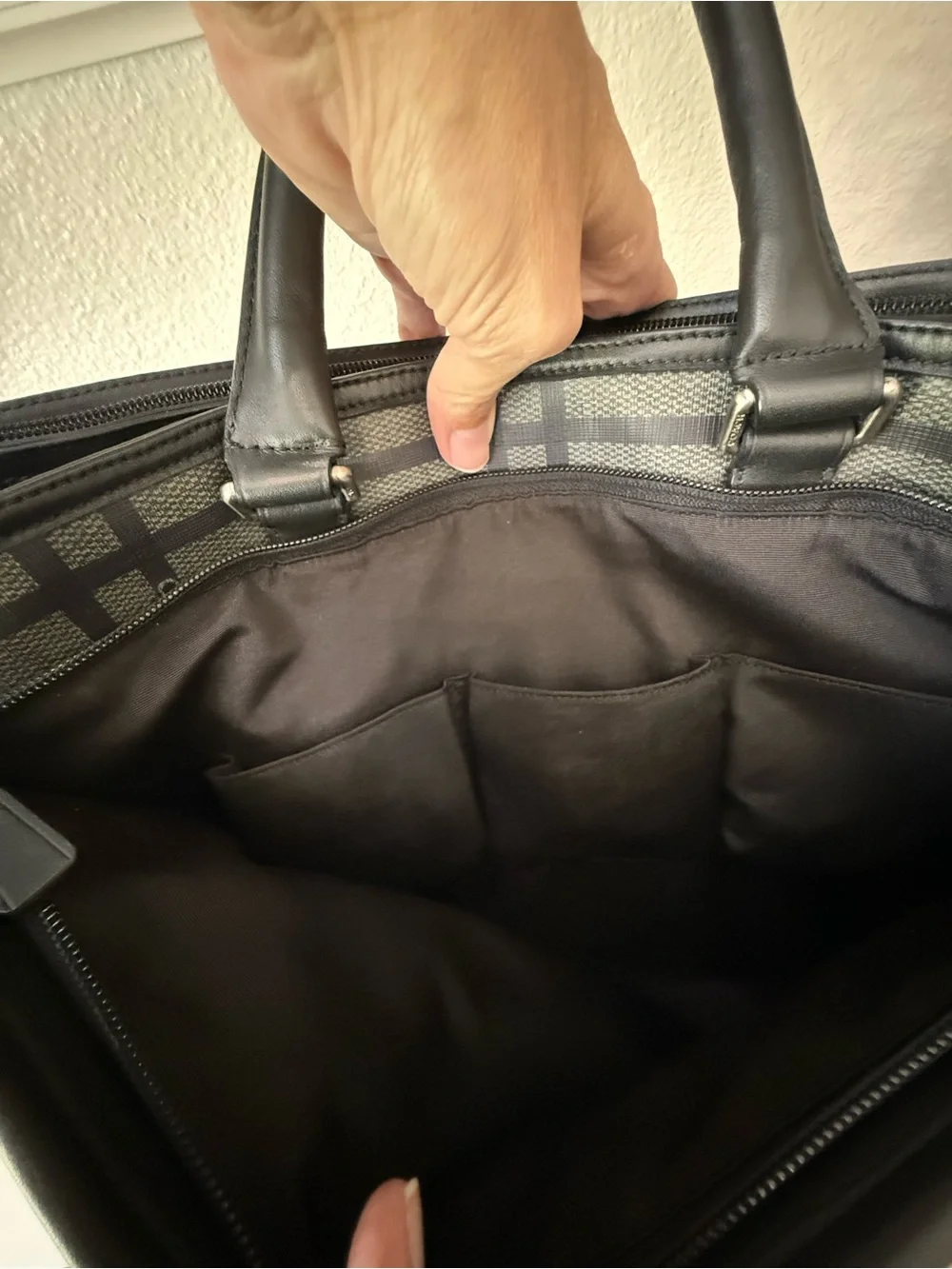 Coach $398 RETAIL! F71072 Gray Black Tattersall Metro Briefcase Laptop Work Tote